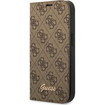 Guess GUBKP14XHG4SHW Hülle für Apple iPhone 14 Pro Max 6,7" Braun/Braun Buch 4G Vintage Gold Logo