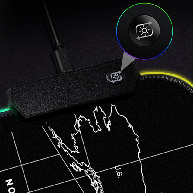 Podložka pod myš pod herní stůl RGB velká XXL 80x30cm Mapa světa