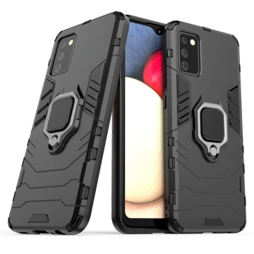 Ring Armor armored hybrid case cover with magnetic holder for Samsung Galaxy A03s (166.5) black