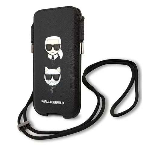 Karl Lagerfeld Handtasche KLHCP12LOPHKCK 6.7" schwarz/schwarz Hardcase Saffiano Ikonik Karl