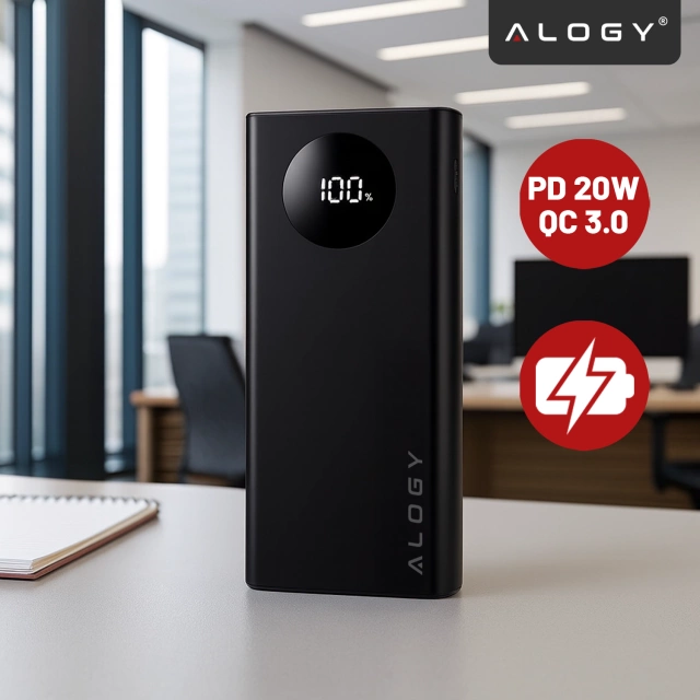 PowerBank Alogy TurboCharge 120W PD PowerDelivery rychlé nabíjení 10000mAh 2x USB-A 1x USB-C Černá