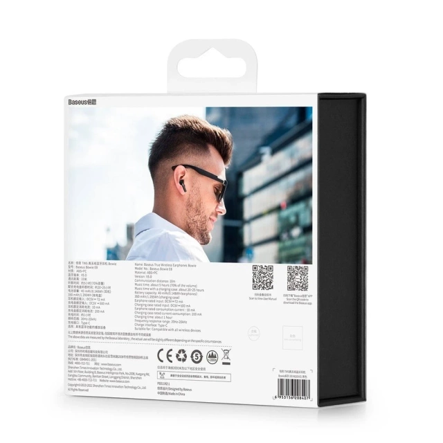 Baseus E8 Wireless Bluetooth 5.0 TWS Ohrhörer Wasserdicht IPX5 Schwarz (NGE8-01)