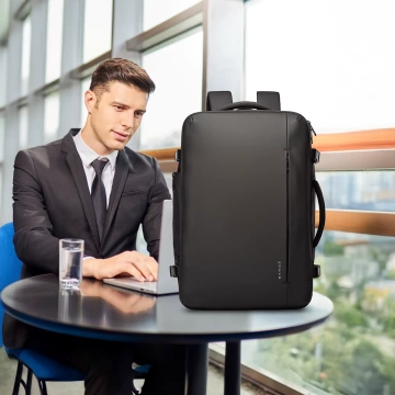 Wasserdichter Rucksack von Bange für 17-Zoll-Laptops, ideal für Stadtreisen, 47,5 x 31 x 26 cm, erweiterbar für Arbeit und Flugreisen, für Damen und Herren, schwarz