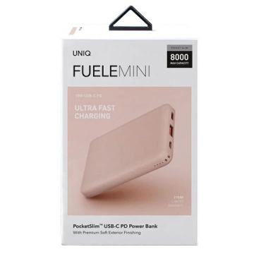UNIQ Powerbank Fuele mini 8000mAh USB-C 18W PD Rýchle nabíjanie ružová/ružová