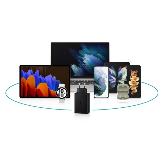 Samsung Wandladegerät 2x USB Type C / USB PPS, Power Delivery PD 65W, QC 3.0, AFC, FCP schwarz (EP-T6530NBEGEU)