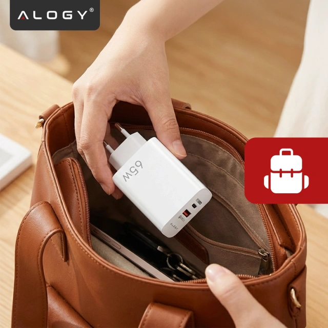 Rychlé USB-A QC 3.0 Quick Charge USB-C PD 33W 65W nástěnná nabíječka Alogy White