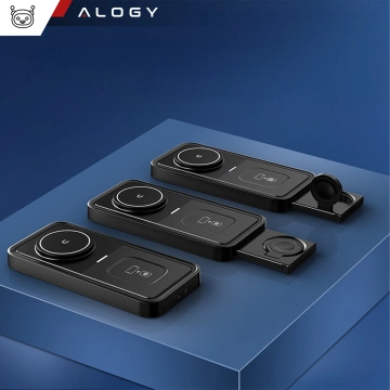 Bezdrátová indukční nabíječka Qi QC 3.0 3v1 Rychlá pro Apple iPhone Airpods Watch Nabíjecí stanice 15W černá