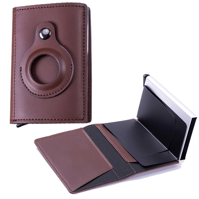 Alogy Smart Wallet s držiakom na kartu AirTag Air Tag pre hotovostnú RFID ochranu Hnedá