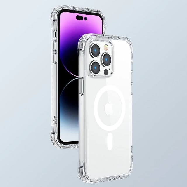 Magnetické puzdro Joyroom Magnetic Defender pre iPhone 14 Plus Pancierové puzdro s háčikmi Stojan priehľadný (kompatibilný s MagSafe)