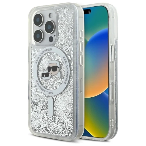 Etui Karl Lagerfeld do iPhone 16 Pro Max 6.9" Magsafe Hardcase Transparent Liquid Glitter Karl