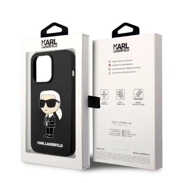 Karl Lagerfeld Pouzdro KLHCP14XSNIKBCK pro iPhone 14 Pro Max 6,7" pevný obal silikonový Ikonik černo/černý