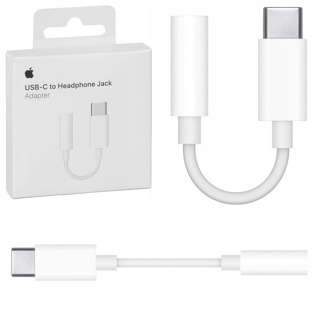 Adapter przejściówka Apple MU7E2ZM/A blister USB-C na jack 3,5mm gniazdo słuchawkowe biały