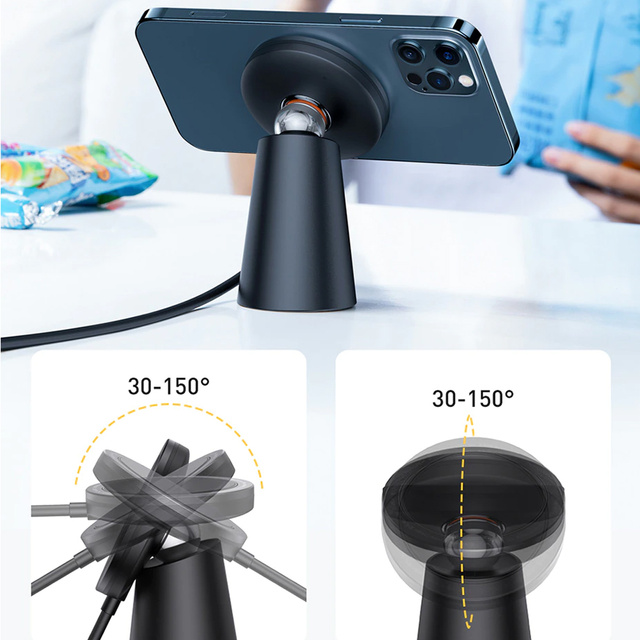 Qi kabelloser Induktionsladegeräthalter Baseus Magnetständer für MagSafe 15W Schwarz