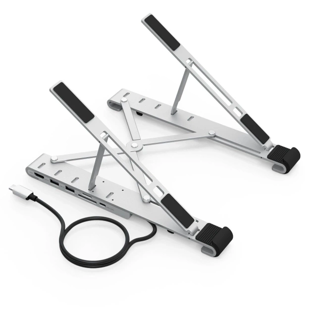 Choetech Ständer 7-in-1 Multifunktionsstation für Laptop PD/USB-C HDMI(4K/30Hz)/2xUSB-A/1xUSB-C/1xSD/1xTF schwarz (HUB-M43)