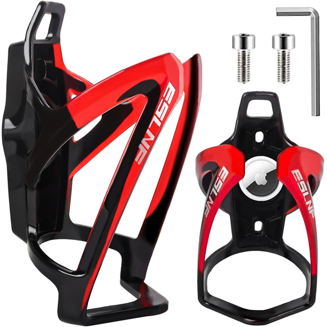 Koš na láhev na vodu, pití, láhev na vodu, držák na kolo, univerzální držák na láhev s vodou, s prostorem pro Airtag, černá a červená