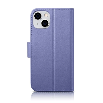 Kožené flipové puzdro iCarer Wallet Case 2v1 iPhone 14 Plus Anti-RFID Svetlo fialové (WMI14220727-LP)
