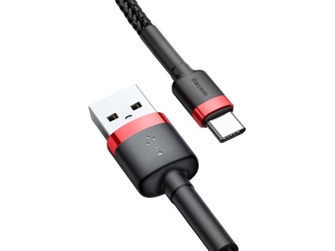 Кабель 50 см Baseus Cafule USB-C 3A червоний чорний