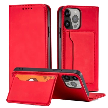 Pouzdro na magnetické karty pro iPhone 13 Pro Pouch Card Wallet Card Holder Card Holder Red