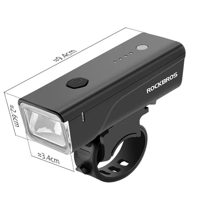 Rockbros 24510003001 front bicycle light 260 lm USB-C - USB-A cable - black