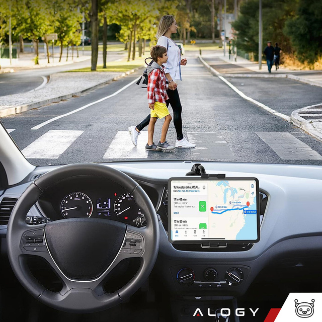 Alogy car holder for tablet phone dashboard windshield for car with long arm 4-13" black