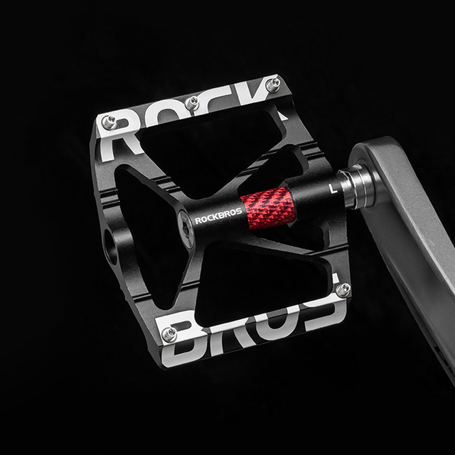 Pedále RockBros K307T hliníková platforma s 5 kovovými kolíkmi, sada 2 ks v čiernej farbe
