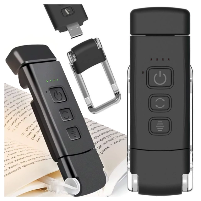 Alogy Clip Lampe LED Leselampe Wiederaufladbare Buchclip-Lampe Schwarz