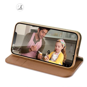 Wallet case with RFID blocking for iPhone 15 Plus Dux Ducis Hivo - brown