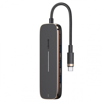 USAMS Adapter HUB 3xUSB   USB-C   HDMI czarny/black SJ578HUB01 (US-SJ578)