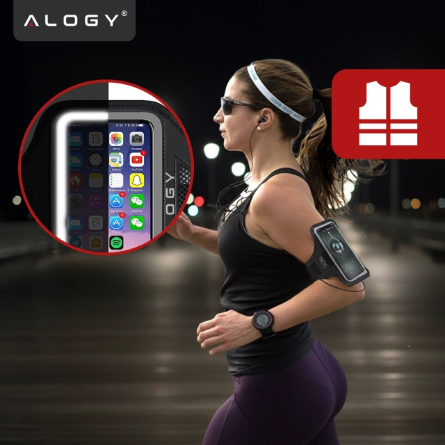 Běžecké pouzdro Alogy WaterProof Sport ArmBand vodotěsné pouzdro na ruku pro telefon 6,7 palce černé