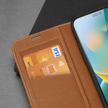 Pouzdro Dux Ducis Skin X2 pro iPhone 14 Pro s magnetickou klapkou hnědé