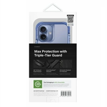 Etui UNIQ Combat do iPhone 16 6,1" Magclick Charging niebieski/perleťová modrá