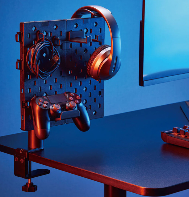 Перфорована дошка Настільний органайзер для настільної підставки для навушників Кабелі GamePad Чорний