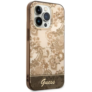 Etui Guess GUHCP14XHGPLHC do Apple iPhone 14 Pro Max 6,7" okrové pevné pouzdro Porcelain Collection