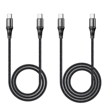 HOCO Cable Type C to Type C X50 1m Black PD 100W 5A Nylon Braid