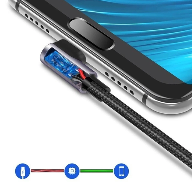 Kabel USB-A – USB-C 3A 3m Ugreen US284 70255 Kątowy Szary