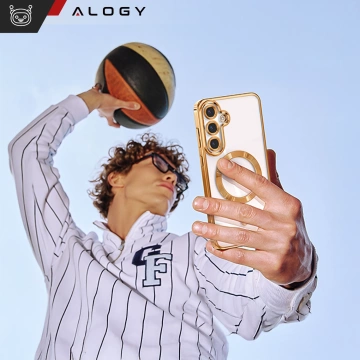 Puzdro MagSafe pre Apple iPhone 16 Pro Max Alogy Glamour puzdro na luxusný prsteň zlato-priehľadné