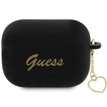 Schutzhülle für Kopfhörer Guess GUAP2LSCHSK für Apple AirPods Pro 2 Cover schwarz/schwarz Silicone Charm Heart Collection