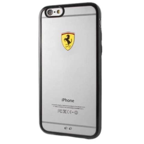 Obal na telefón Ferrari Hardcase iPhone 6/6S Plus pretekársky štít transparentný čierny