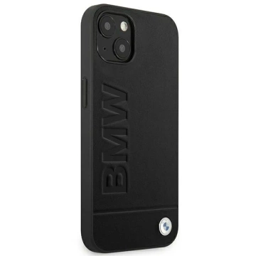 BMW BMHCP14MSLLBK Handyhülle für Apple iPhone 14 Plus 6.7" schwarz/schwarz Leder Stamp