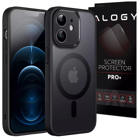 Чохол для Apple iPhone 12 Alogy MagSafe Hybrid Matte Case Matte Cover with Lens Protection Black Glass