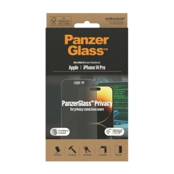 Szkło PanzerGlass Ultra-Wide Fit pro iPhone 14 Pro 6,1" Ochrana soukromí obrazovky Antibakteriální Snadné zarovnání Včetně P2784