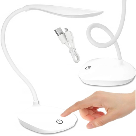 Stolní LED lampa na školní dotykový stůl USB stojící noční bezdrátová Flexible Alogy White