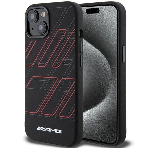 Etui do iPhone 15 AMG Silicone Rhombuses MagSafe czarne