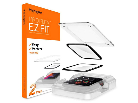 Hybrid glass x2 Spigen ProFlex Ex Fit for Apple Watch 4/5/6/SE 44mm Black