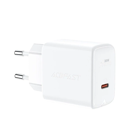 Nabíječka do zásuvky Acefast GaN 30W USB-C PD QC 3.0 bílá