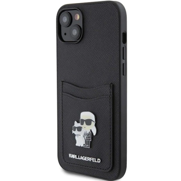 Etui Karl Lagerfeld KLHCP15SSAPKCNPK pro iPhone 15 6,1" černý/černý pevný obal Saffiano Cardslot Karl