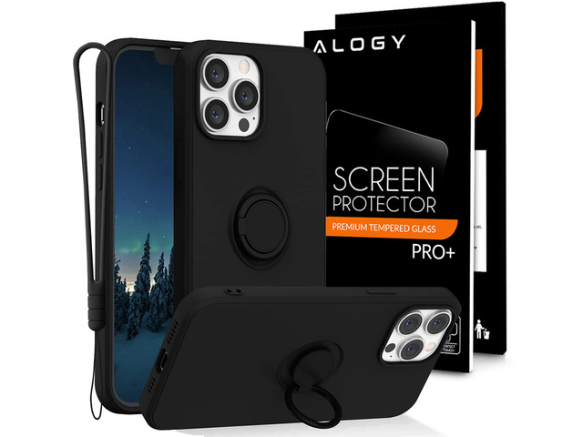 Silikónový obal Ring Ultra Slim Alogy pre Apple iPhone 13 Pro Black Glass