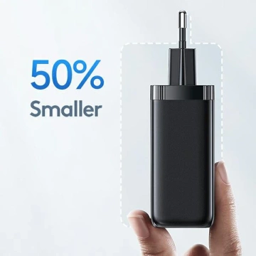 USAMS Nástenná nabíjačka 1xUSB-C 1xUSB T47 65W PD rýchle nabíjanie Super Si čierna/čierna CC153TC01 (US-CC153)