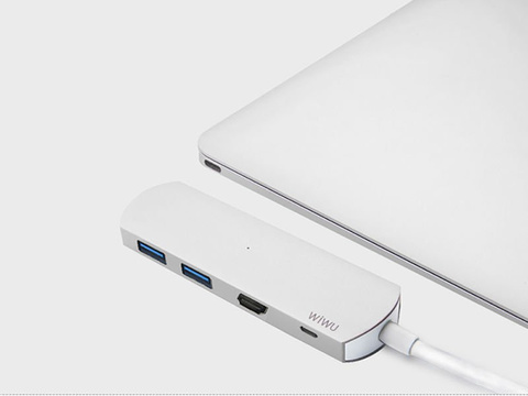Adapter hub WiWU T3 4in1 USB-C - 2x USB HDMI 4K Type C silver