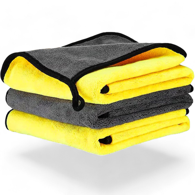 3x Obojstranná utierka do auta 30x60 cm velur Mikrovlákno na umývanie a sušenie auta Alogy Car Detailing handrička